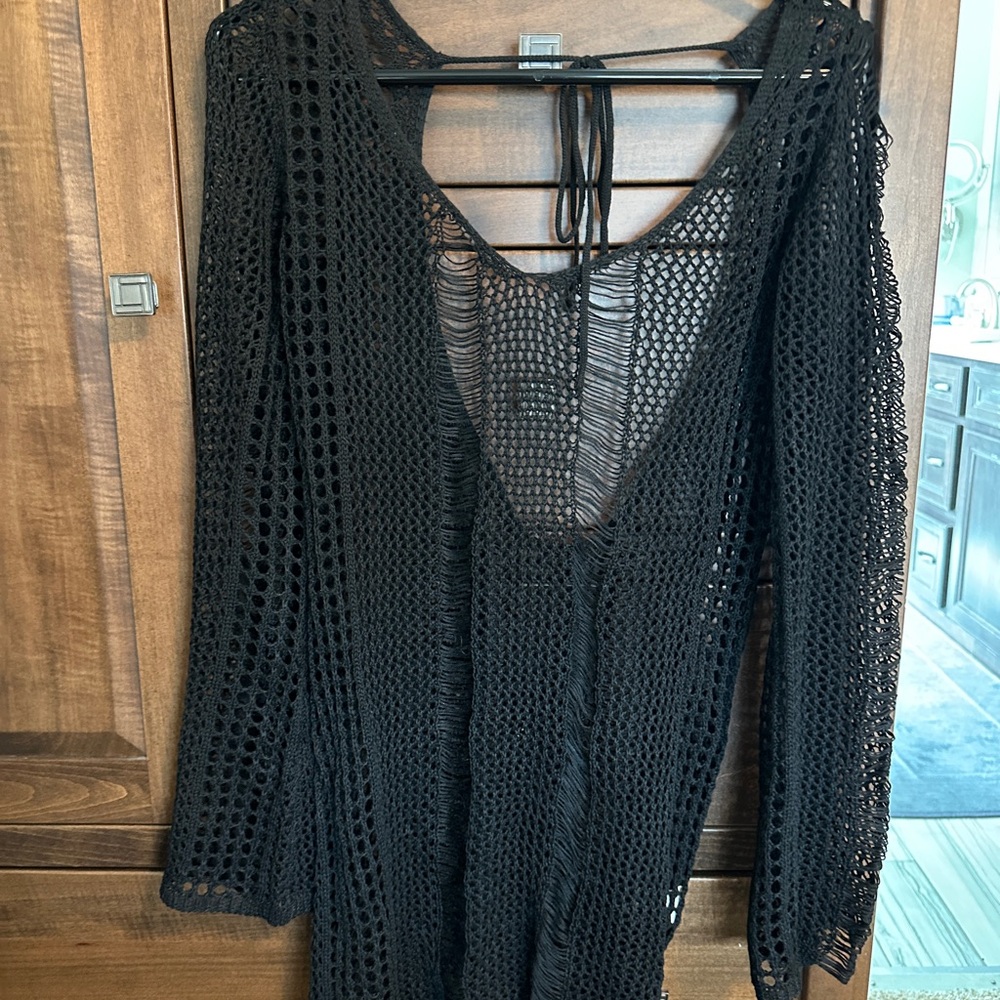 SHEIN Black Crochet Swim Coverup